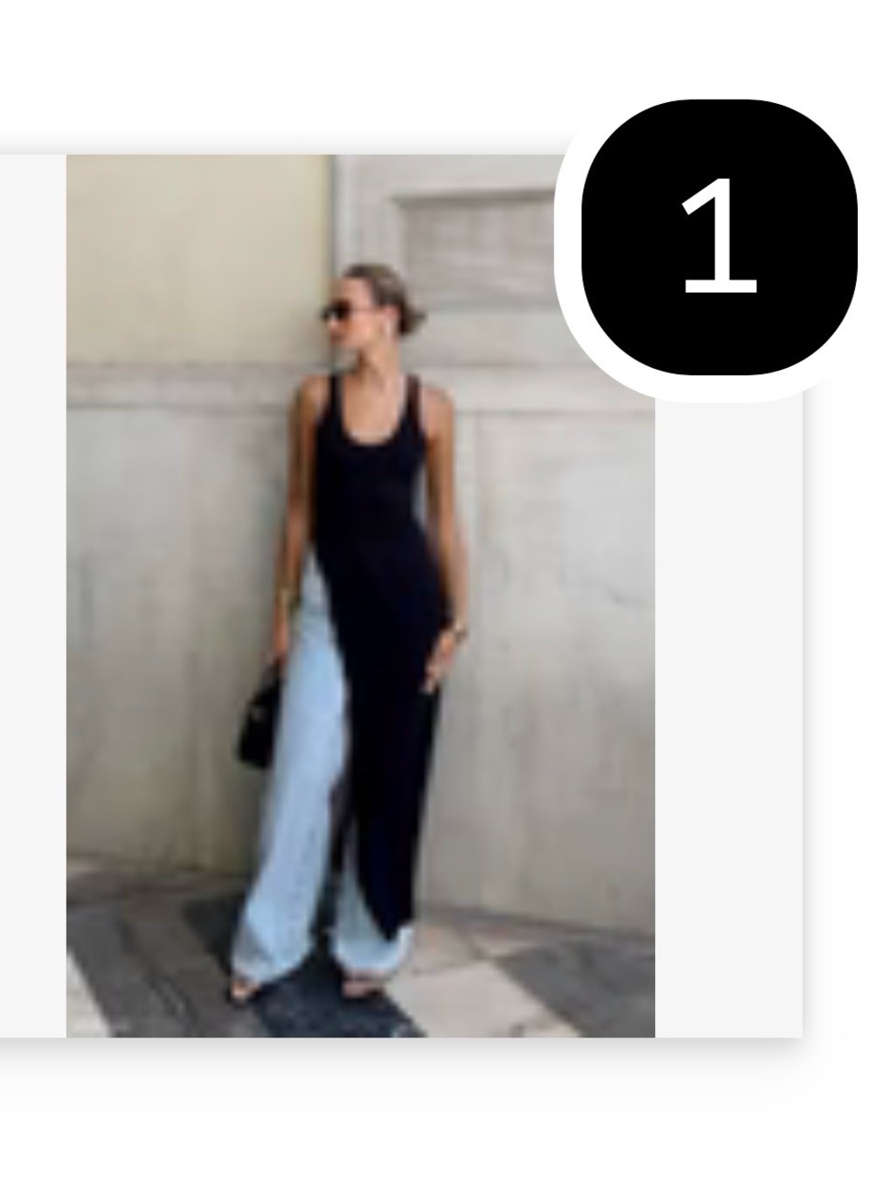 Meshki Two-Tone Tank Jumpsuit — Black and Light Blue